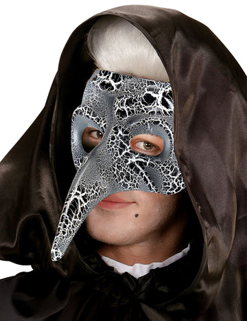 Венецианска полумаска за възрастни с дълъг нос и напукан ефект