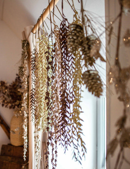 Шоколадови брокатени листа капка 90 cm за Коледа