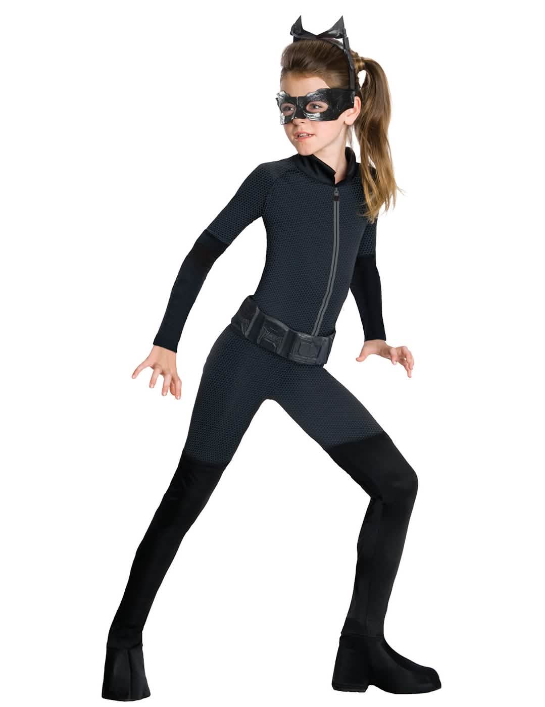 Déguisement Catwoman™ pour fille noir avec masque et ceinture