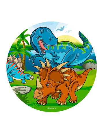 Динозавърски вафлен диск 20 cm за торта