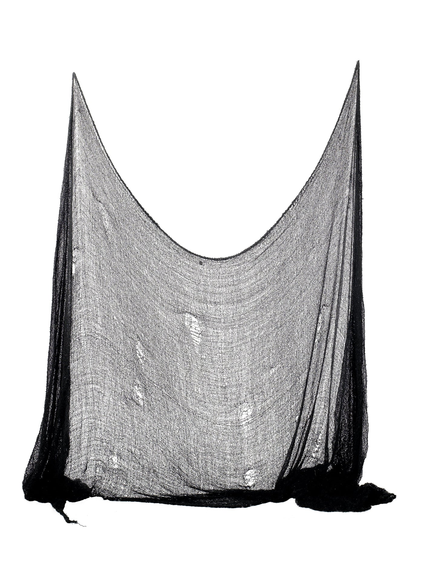 Décoration drap Halloween noir avec mailles déchirées