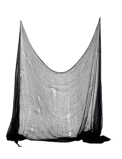Décoration drap Halloween noir avec mailles déchirées