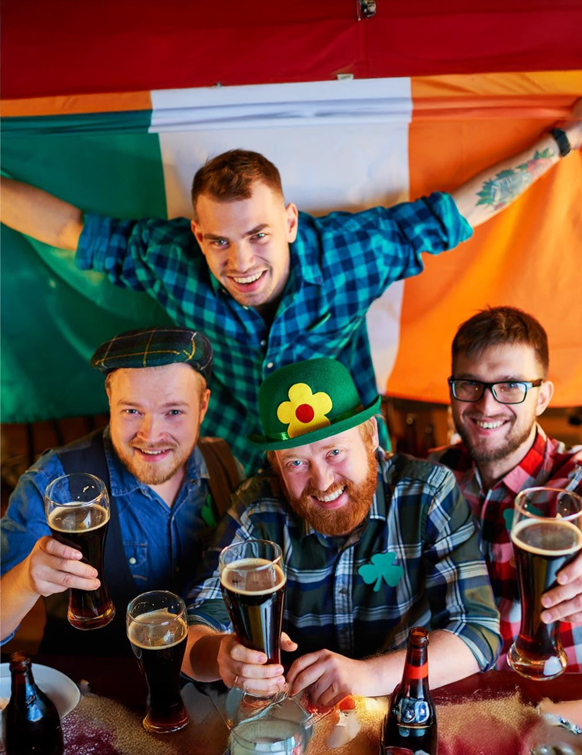 Mise en situation festive du Drapeau Irlandais
