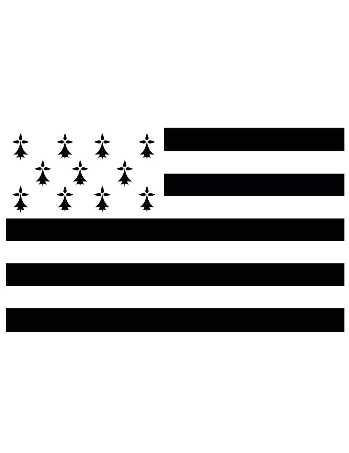 Drapeau supporter Bretagne pour adulte noir et blanc
