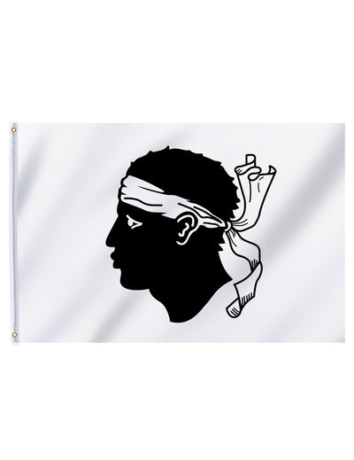 Drapeau Corse pour supporter noir et blanc avec tête de Maure