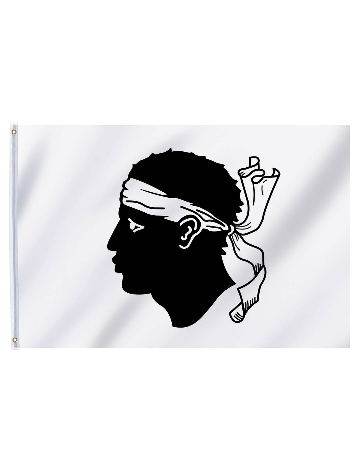 Drapeau Corse pour supporter noir et blanc avec tête de Maure