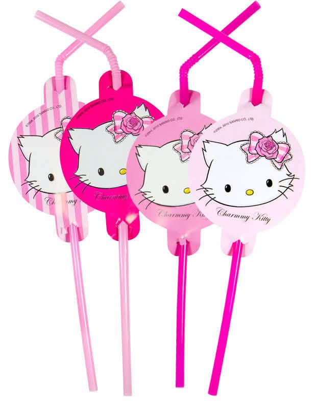 8 сламки Charmmy Kitty за дете розов