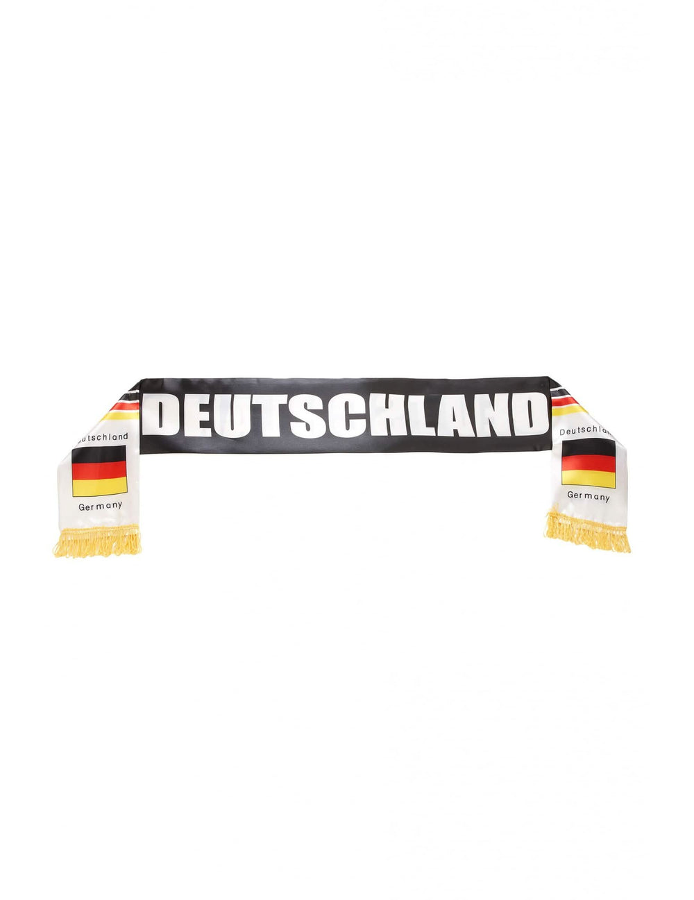 Шал германия за възрастен черен с надпис Deutschland и жълти ресни