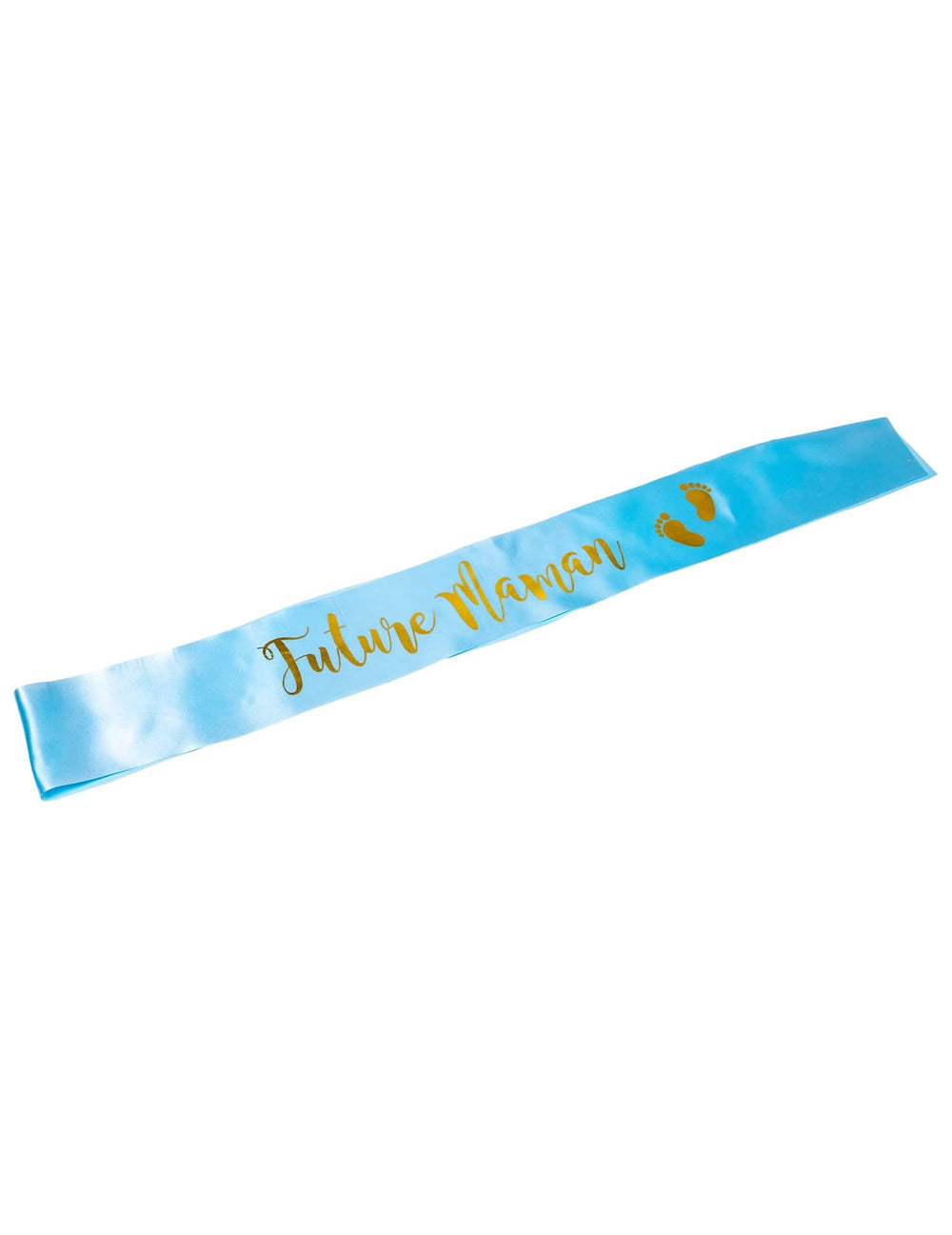 Сатенен шал за бъдеща мама за baby shower в синьо и златисто