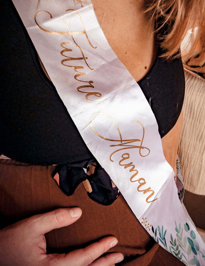 Шал за бременни Oh Baby, на растителна основа и със златист цвят, 78 x 9,5 cm за бебешко парти