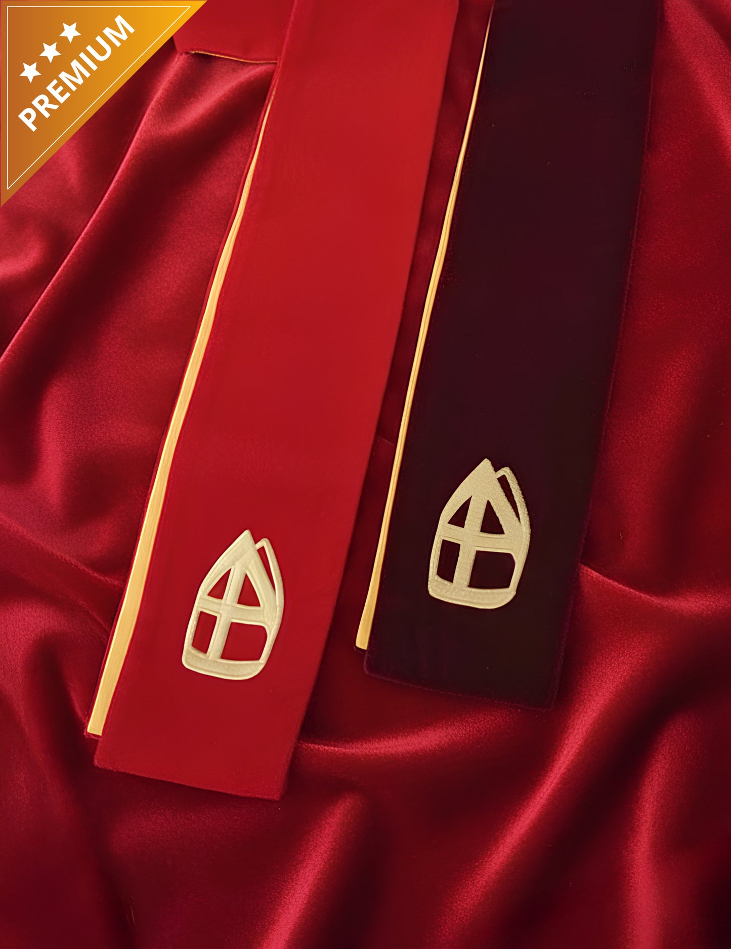 Луксозен червен кадифен палантин „Свети Николай“