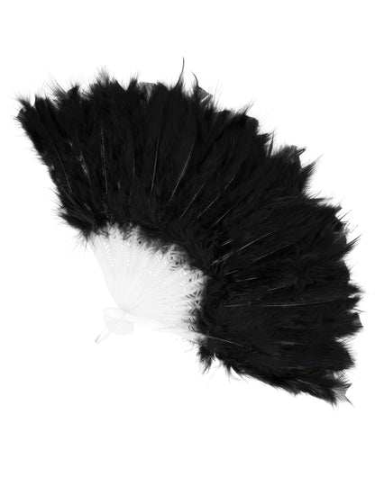 Vue de face de l'éventail à plumes pour femme noir