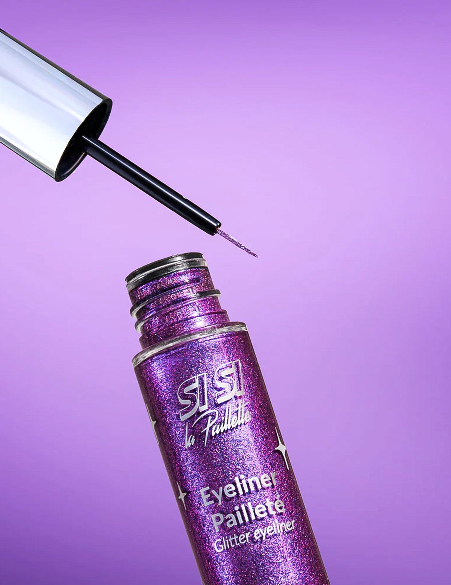 Лилав брокатен eyeliner - Si si la paillette