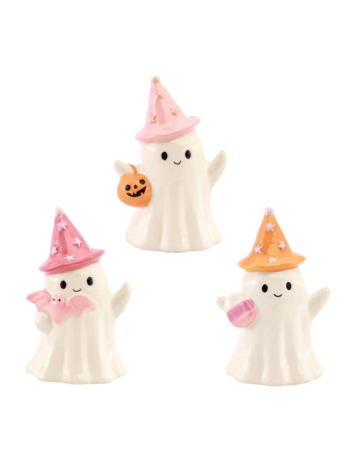 Декоративен призрак Summerween от керамика със звездна шапка 9,5 x 8 x 15 cm