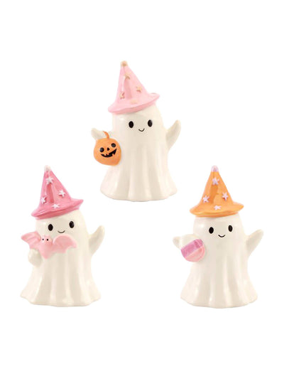 Декоративен призрак Summerween от керамика със звездна шапка 9,5 x 8 x 15 cm