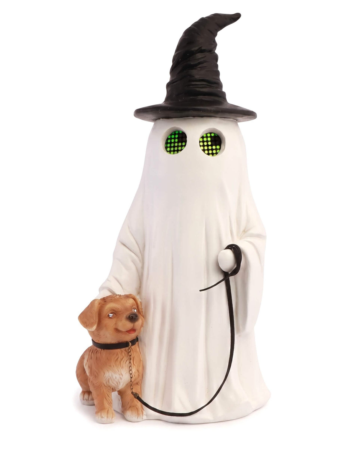 Декоративен призрак Summerween от смола с кучешка заострена шапка и анимирани LED очи 23,5 x 20 x 45,5 cm