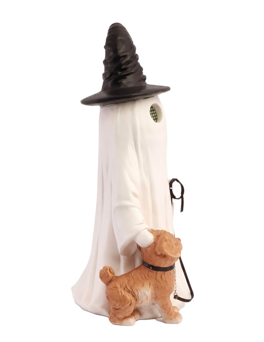 Декоративен призрак Summerween от смола с кучешка заострена шапка и анимирани LED очи 23,5 x 20 x 45,5 cm