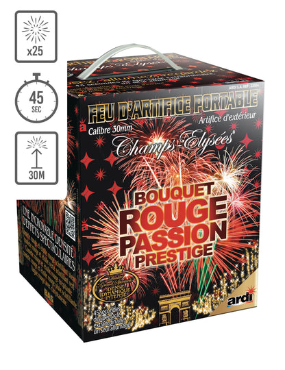 Feu d'artifice portable luxe proxi pour extérieur bouquet rouge passion 25 tirs