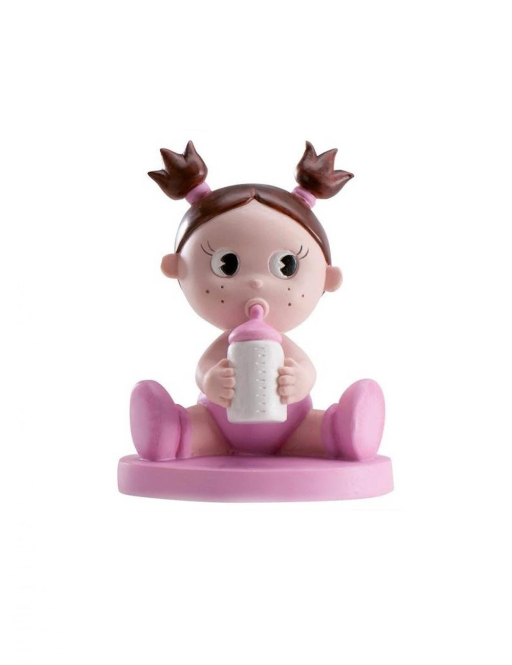 Фигурка от смола момиче с биберон за baby shower розов
