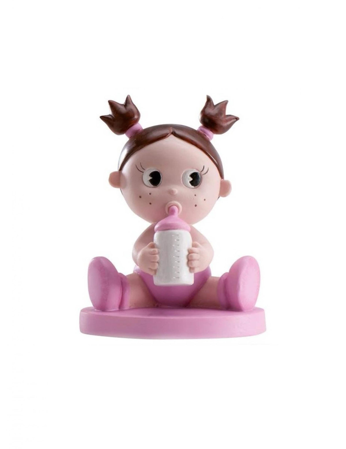 Фигурка от смола момиче с биберон за baby shower розов