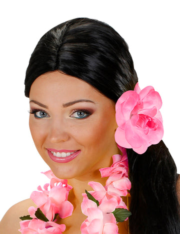 Розово цвете с еластична коса