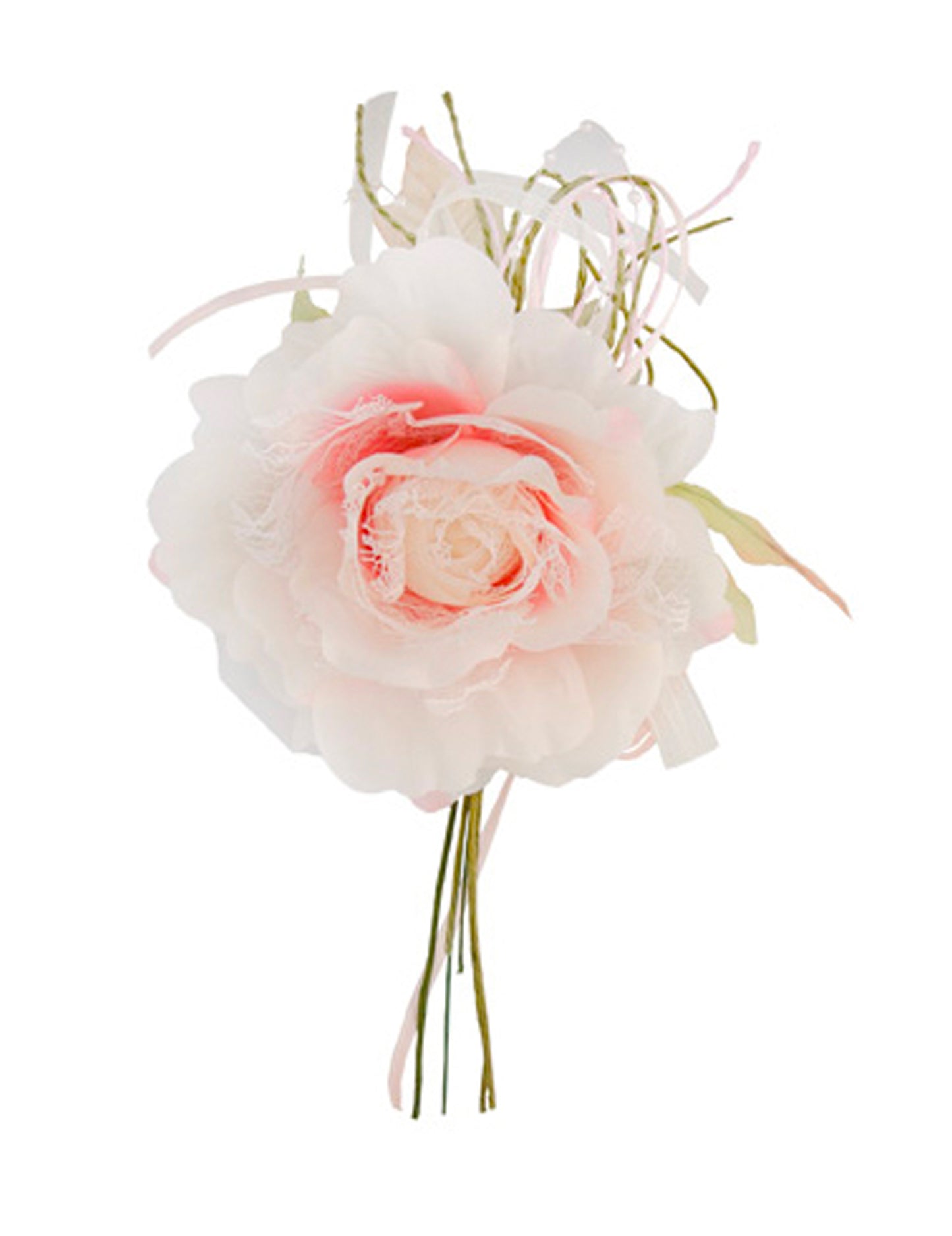 Розово цвете, дантела и перли, 11 x 20 cm за сватба