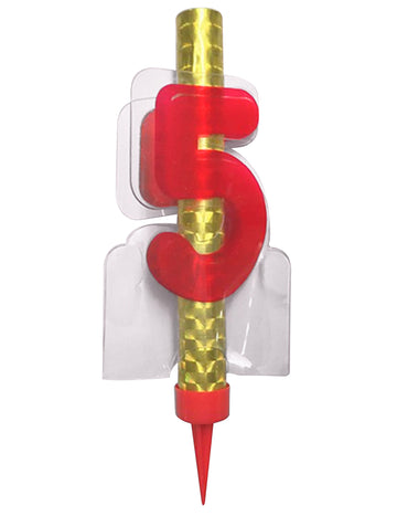 Осветен фонтан номер 5 червен 12 cm за торта