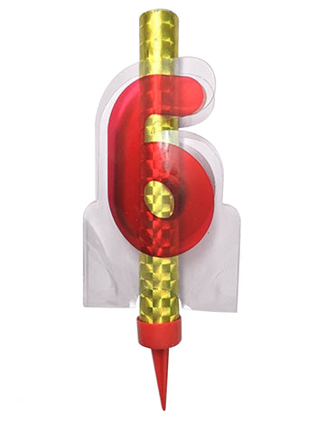 Осветен фонтан номер 6 червен 12 cm за рожден ден