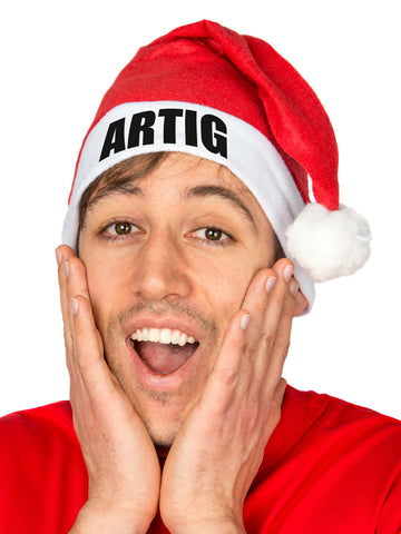 Забавна коледна шапка ARTIG, шапка на Дядо Коледа червено-бяла 