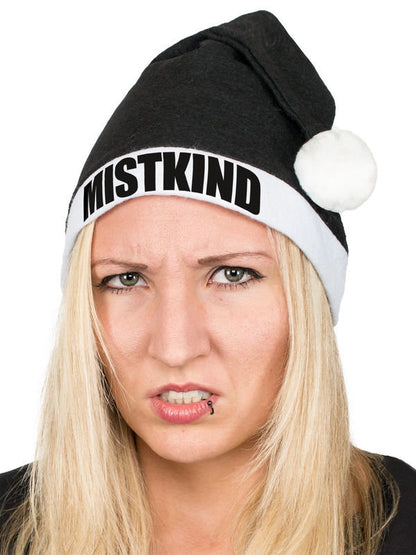 Забавна коледна шапка MISTKIND, шапка на Дядо Коледа в черно-бяло 