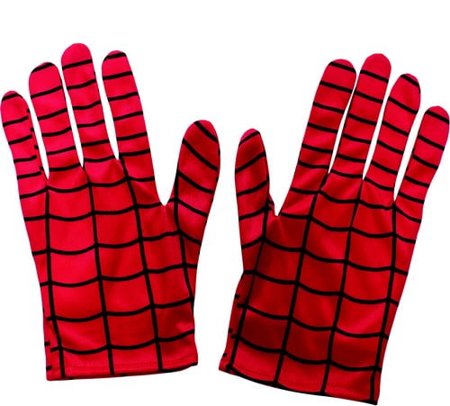 Gants Spider-Man™ pour adulte rouges avec motif toile d'araignée noire