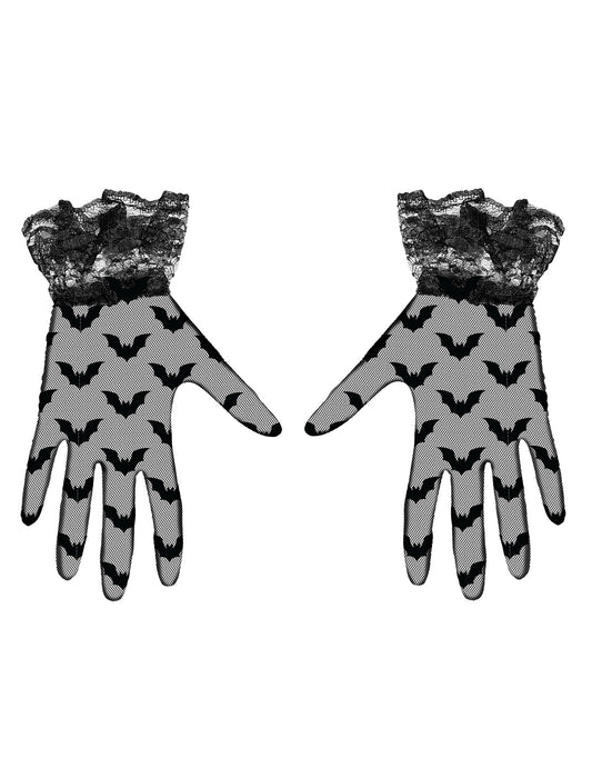 Vue de face des gants courts chauve-souris pour adulte