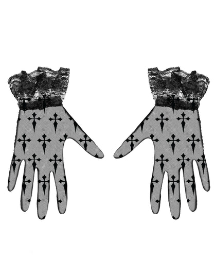 Къси ръкавици с черни кръстове за възрастни 