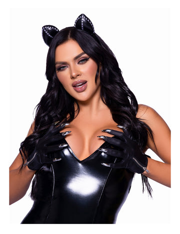 Къси черни ръкавици с възрастни нокти