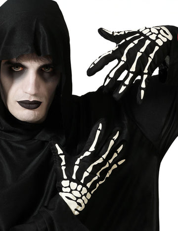 Големи черно -бели скелетни ръкавици за възрастни