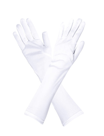 Vue croisée des gants longs pour adulte blancs