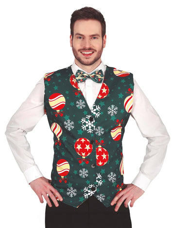 Gilet à motifs flocons et boules de Noël adulte