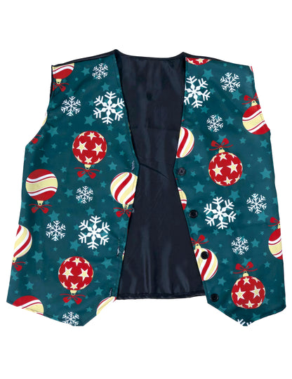 Жилетка с мотиви на снежинки и коледни топки за възрастни 