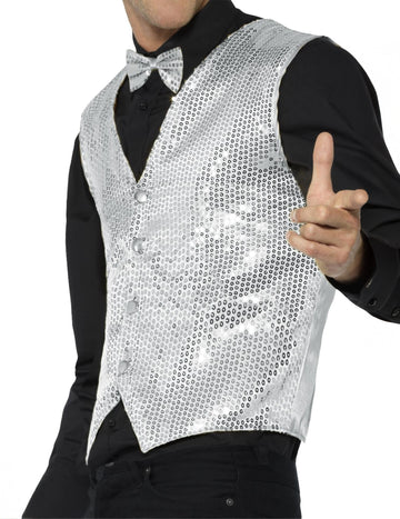 Сребърна жилетка с възрастни пайети