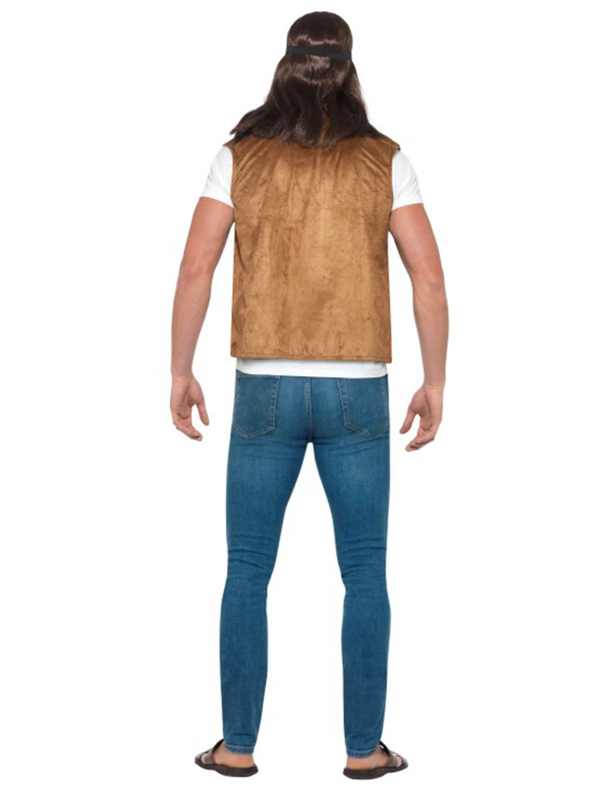 Vue de dos du gilet hippie avec fourrure pour adulte