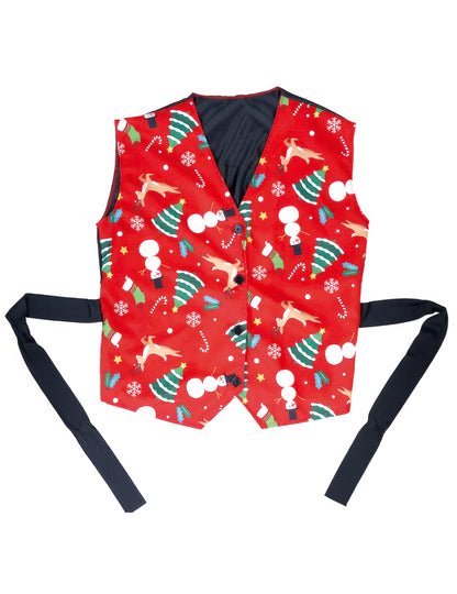 Червена жилетка за възрастни с коледни шарки