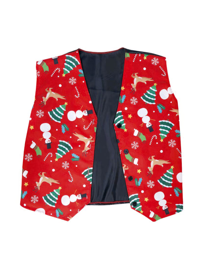Червена жилетка за възрастни с коледни шарки