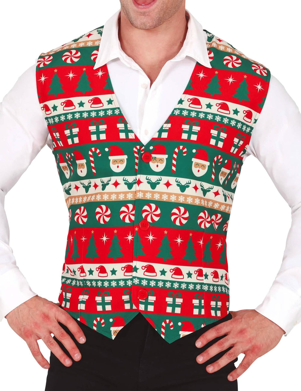Vue de face du gilet de Noël pour adulte