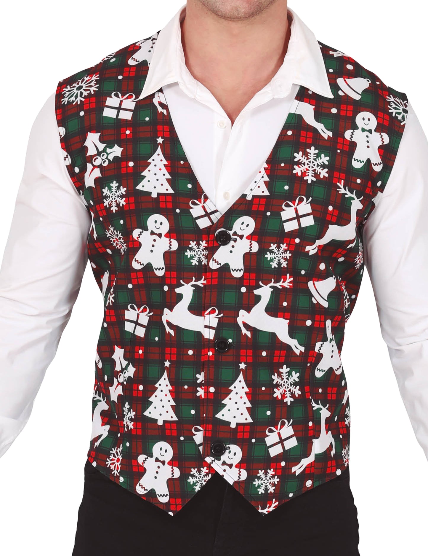 Тартанов жилет за възрастни с коледни мотиви