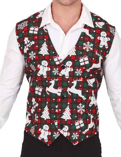 Тартанов жилет за възрастни с коледни мотиви