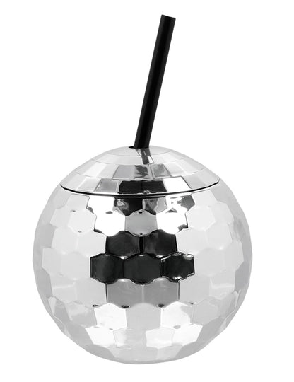 Gobelet boule disco avec paille argent