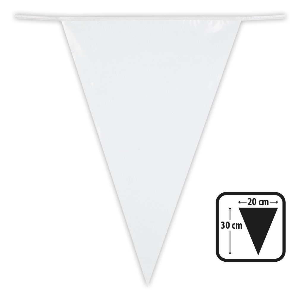 Dimensions d'un fanion de la guirlande à fanions blancs pour fête
