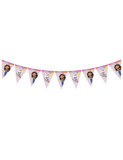 Guirlande à fanions Gabby et la maison magique pour enfant rose et violette