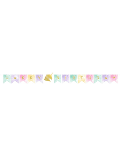 Vue d'ensemble de la guirlande anniversaire licorne
