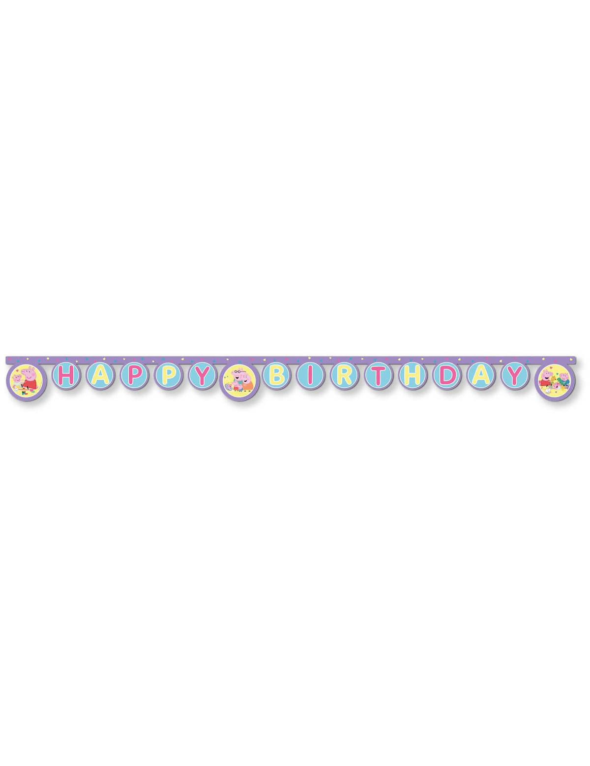 Гирлянда с подвижни елементи Happy Birthday Пепа Прасето лилава и пастелно син